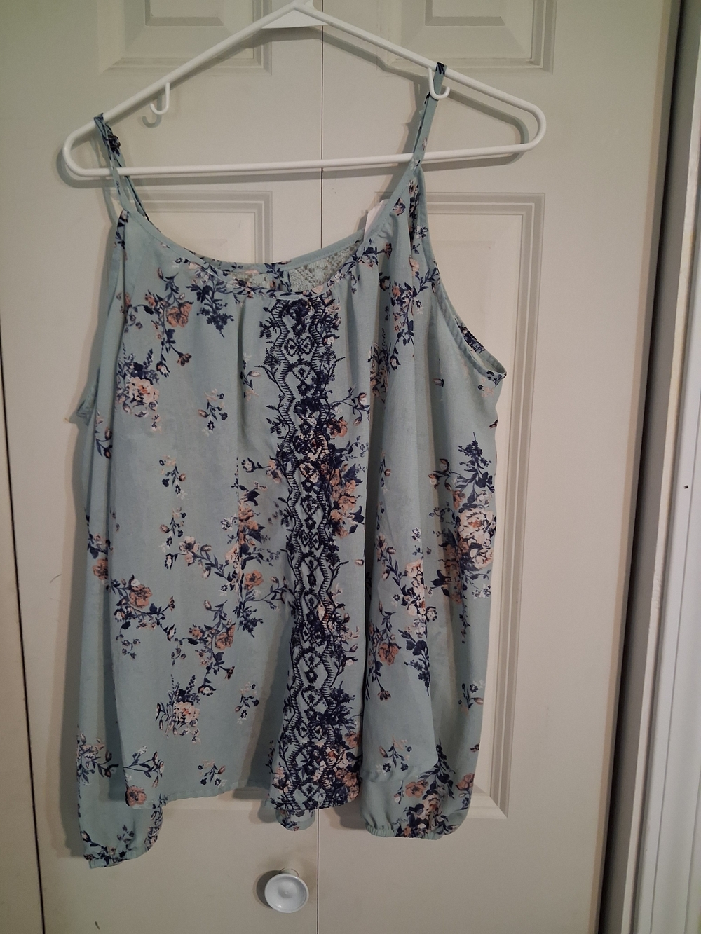 Rewind Light Blue Floral Spaghetti-Strap Tank